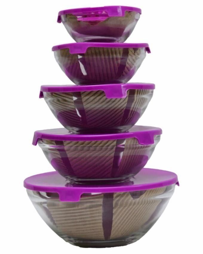 Glass Bowl With Cover 5Pcs
