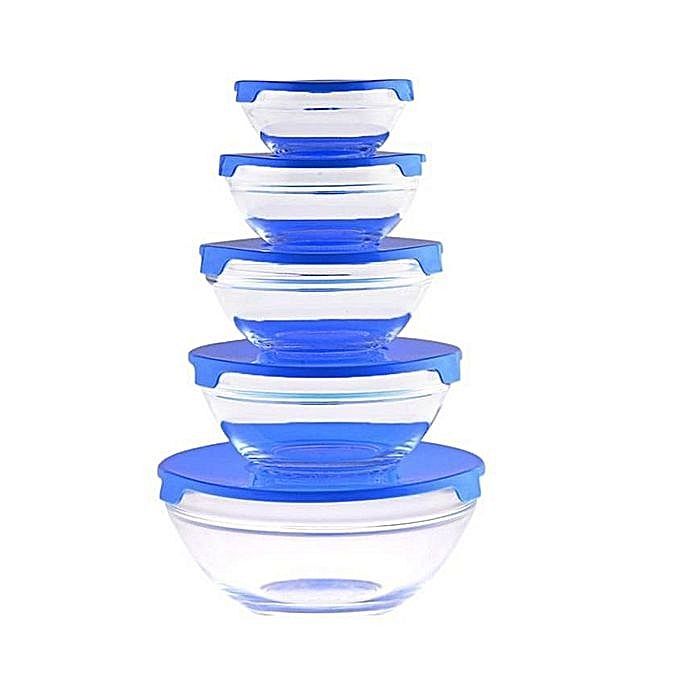 Glass Bowl With Cover 5Pcs