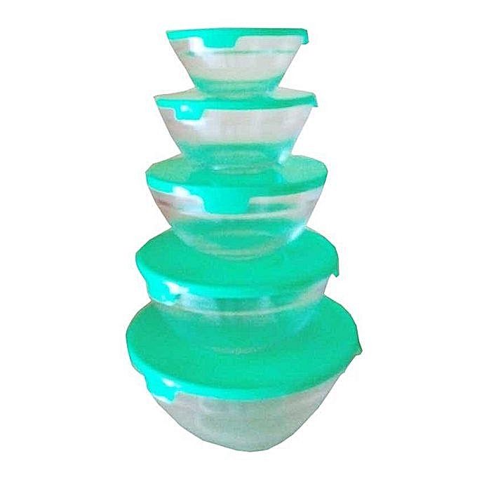 Glass Bowl With Cover 5Pcs