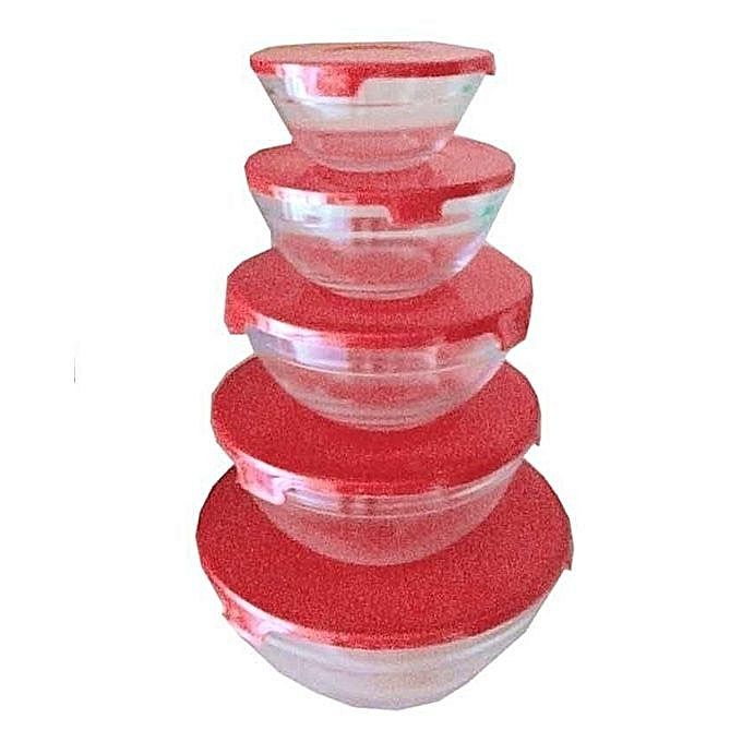 Glass Bowl With Cover 5Pcs