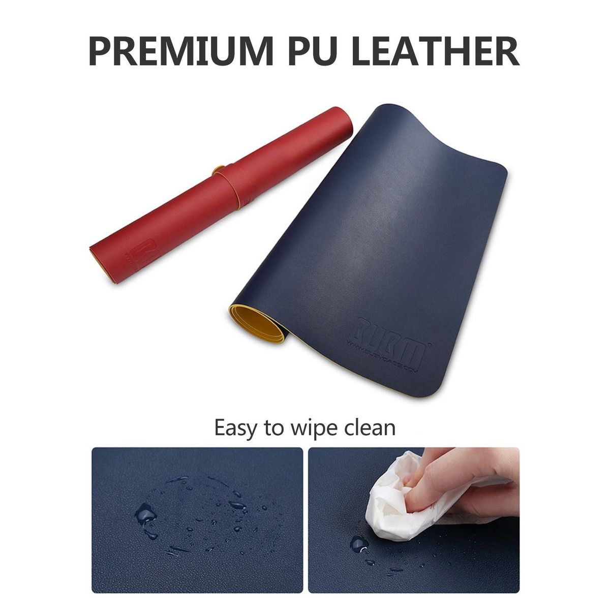 Double-sided PU Leather Large Mouse Pad Laptop Keyboard Mat Portable Office Home Writing Pad