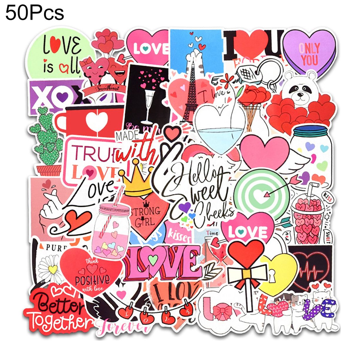 50Pcs Decals Stickers No Repeat Luggage Sticker Mix Color