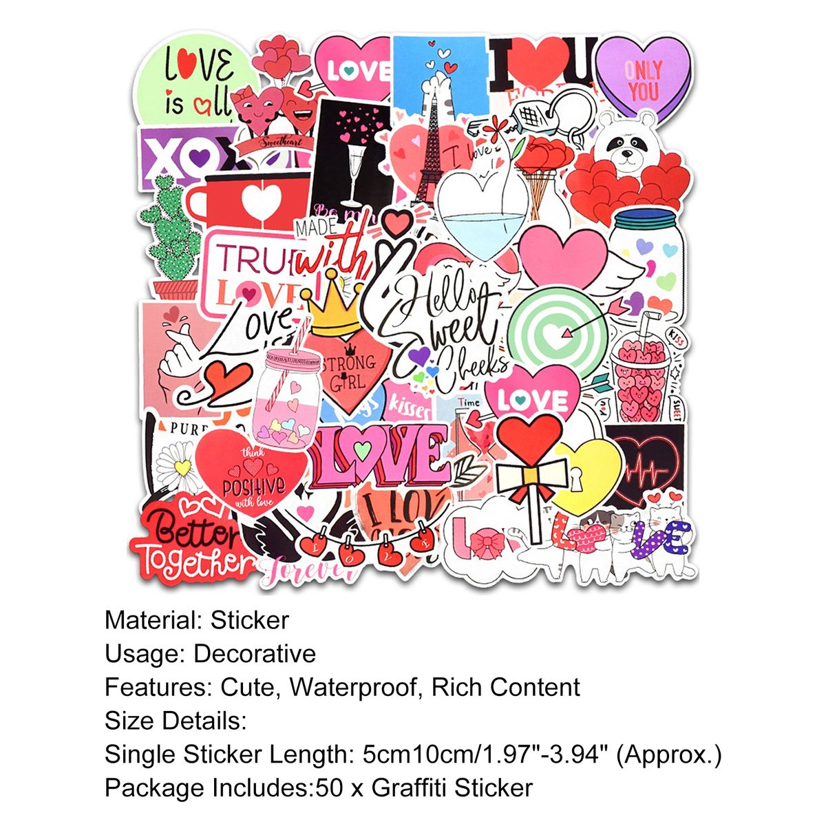 50Pcs Decals Stickers No Repeat Luggage Sticker Mix Color