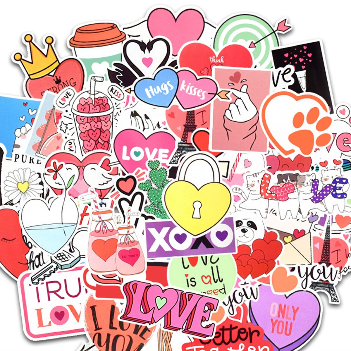 50Pcs Decals Stickers No Repeat Luggage Sticker Mix Color