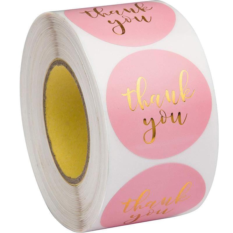 Pink Paper Label Stickers Gold Thank You Sticker S