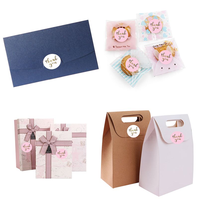 Pink Paper Label Stickers Gold Thank You Sticker S