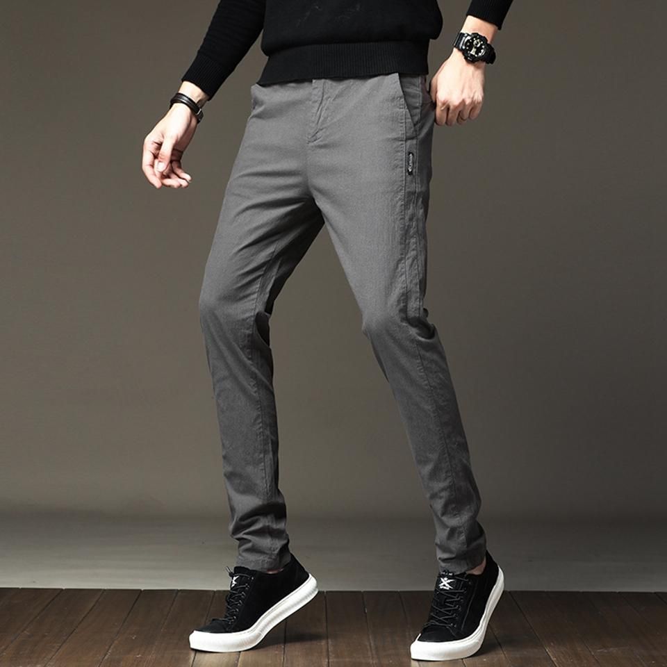98% Cotton 2% Spandex Anti-Pilling Man Pants Spring Summer Autumn Green Adjusted Full Man Length Chinese Men Pencil Pants