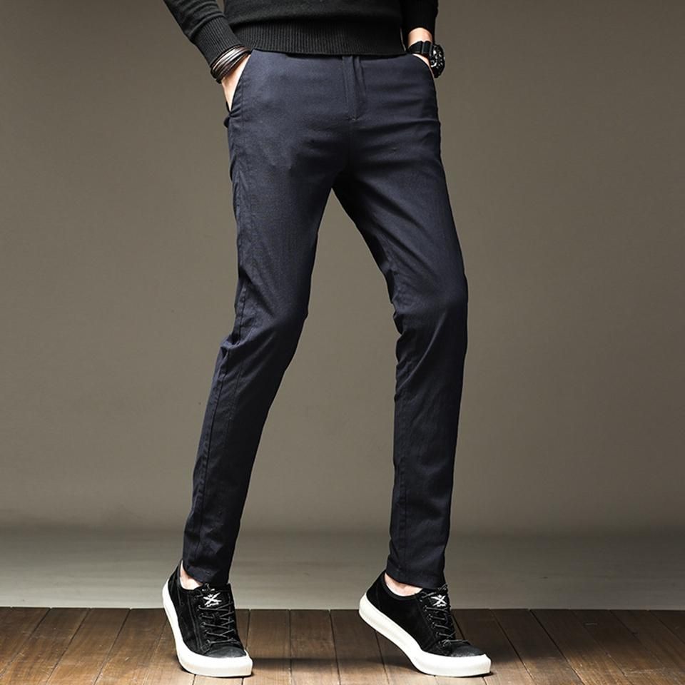 98% Cotton 2% Spandex Anti-Pilling Man Pants Spring Summer Autumn Green Adjusted Full Man Length Chinese Men Pencil Pants