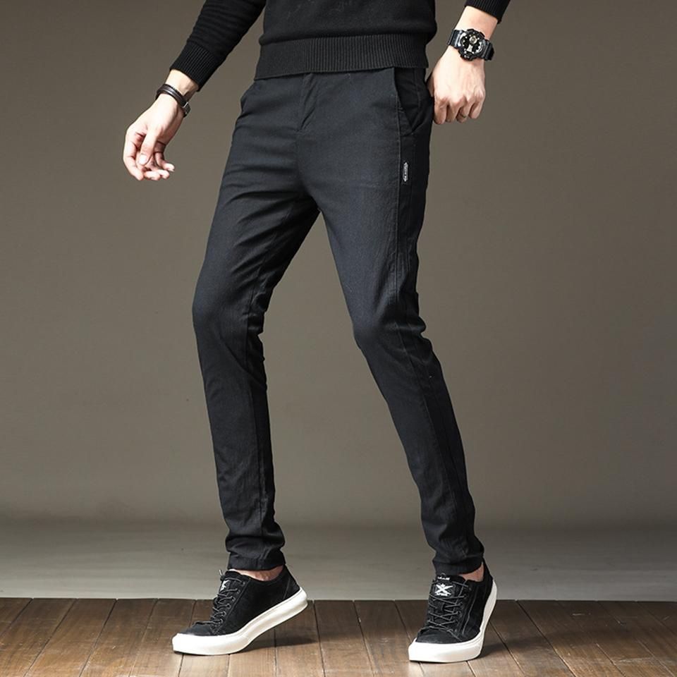 98% Cotton 2% Spandex Anti-Pilling Man Pants Spring Summer Autumn Green Adjusted Full Man Length Chinese Men Pencil Pants