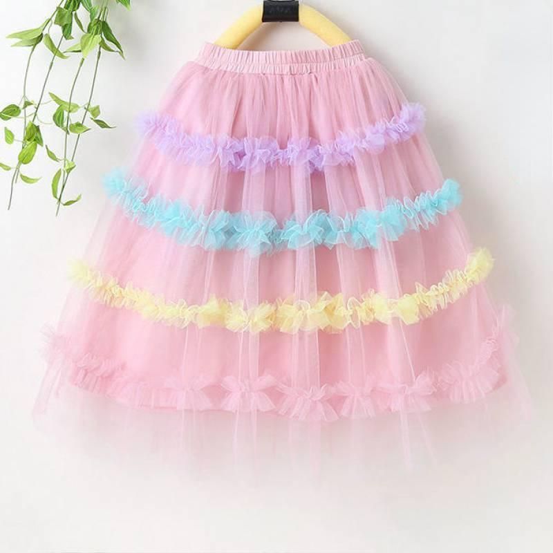 Children's Rainbow Half-length Skirt Mesh Skirt