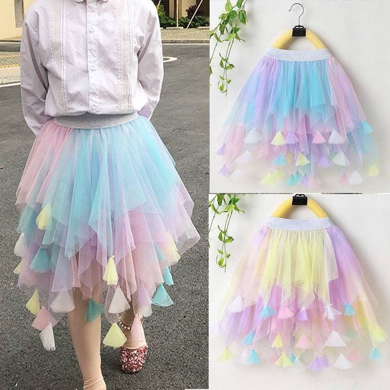 Children's Rainbow Half-length Skirt Mesh Skirt
