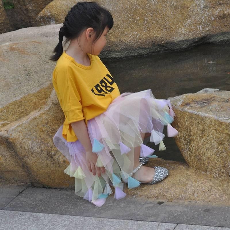 Children's Rainbow Half-length Skirt Mesh Skirt