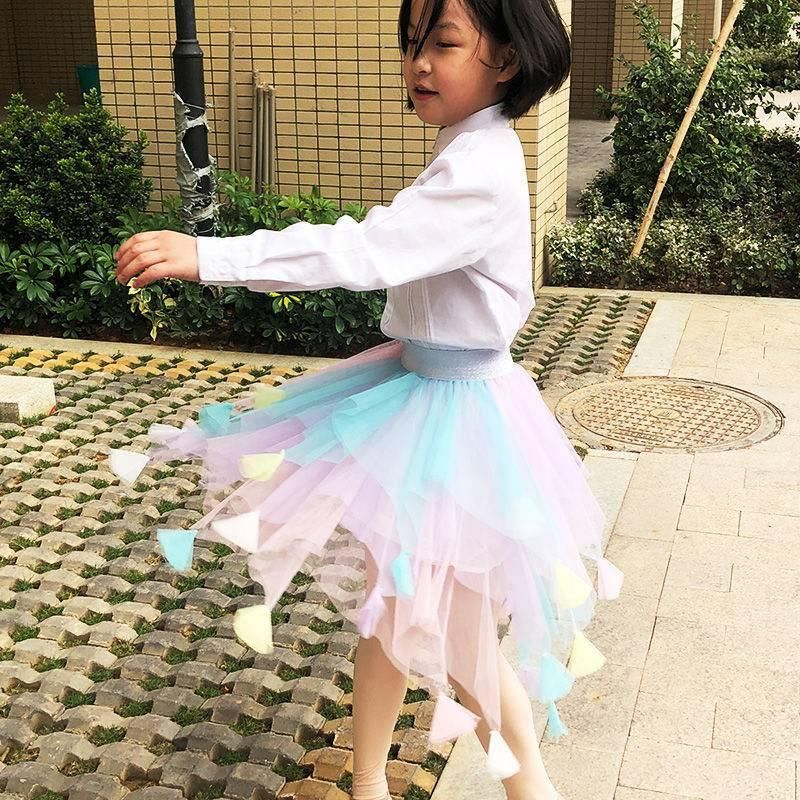 Children's Rainbow Half-length Skirt Mesh Skirt