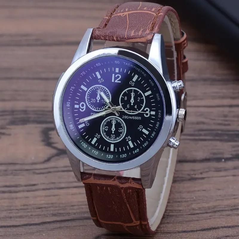 3 In 1 Leather Hand Quartz Watch Set With Box