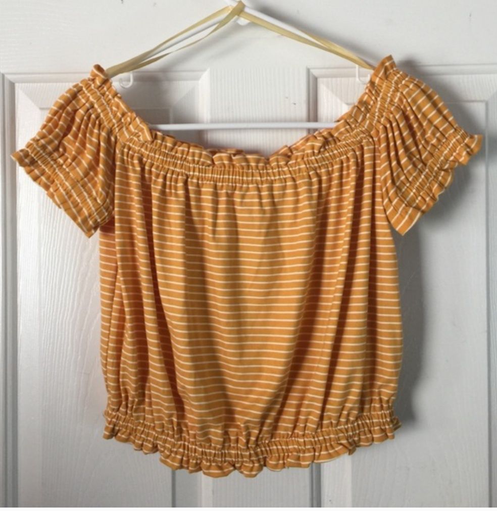 Hello Striped Off Shoulder Top