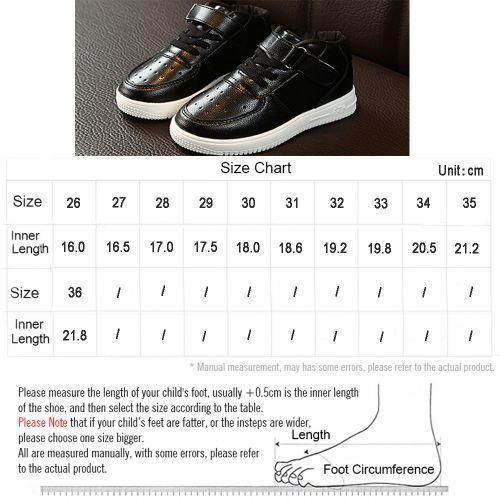 Children's PU Leather Sports Shoes Boys Casual Girls Mid-top Sneakers Black