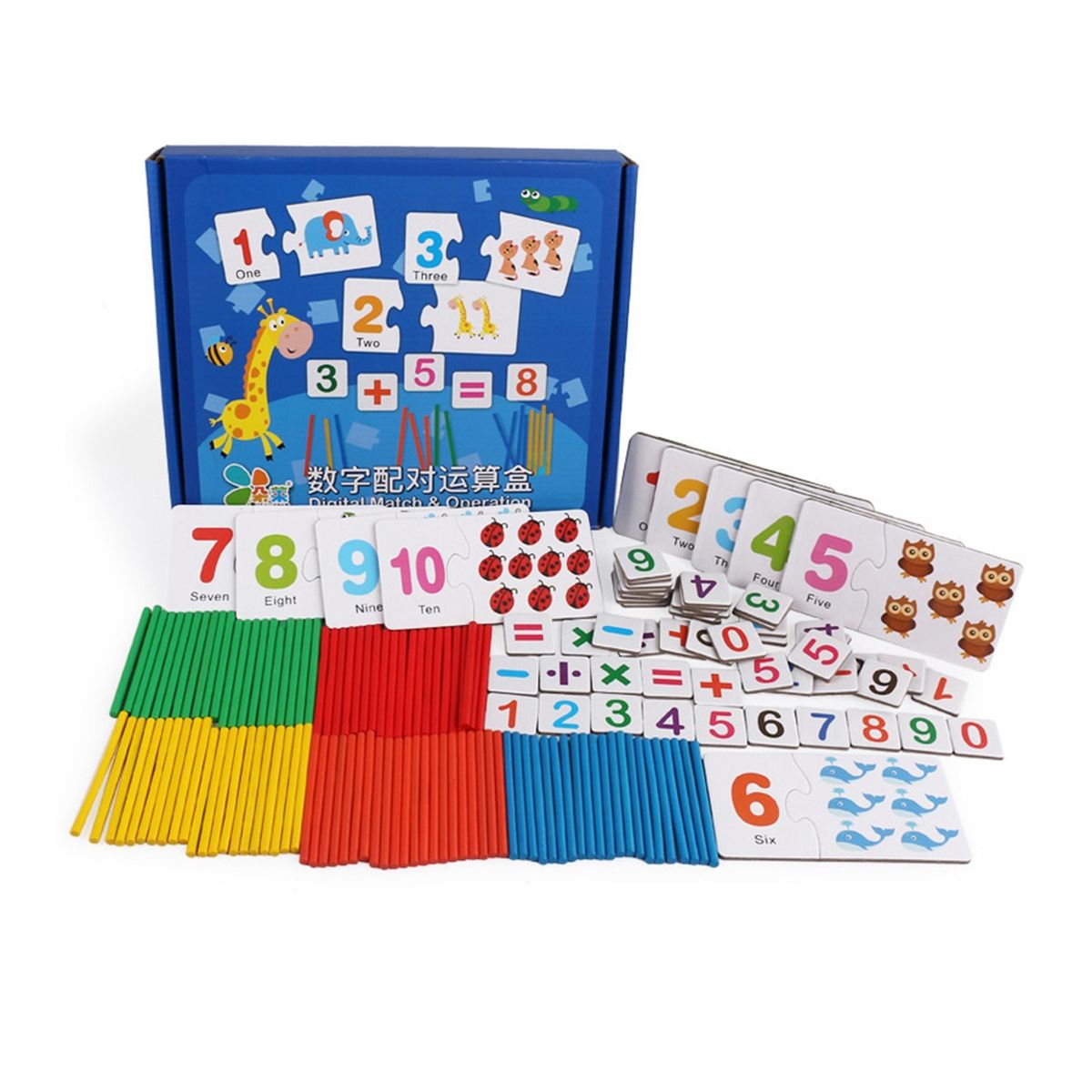 Wooden Number Matching Puzzle Arithmetic Stick Counting