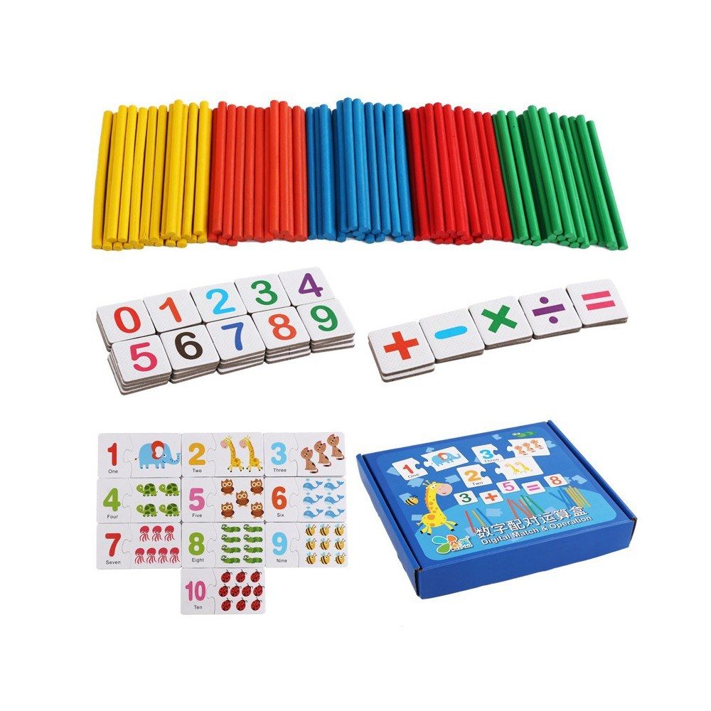 Wooden Number Matching Puzzle Arithmetic Stick Counting