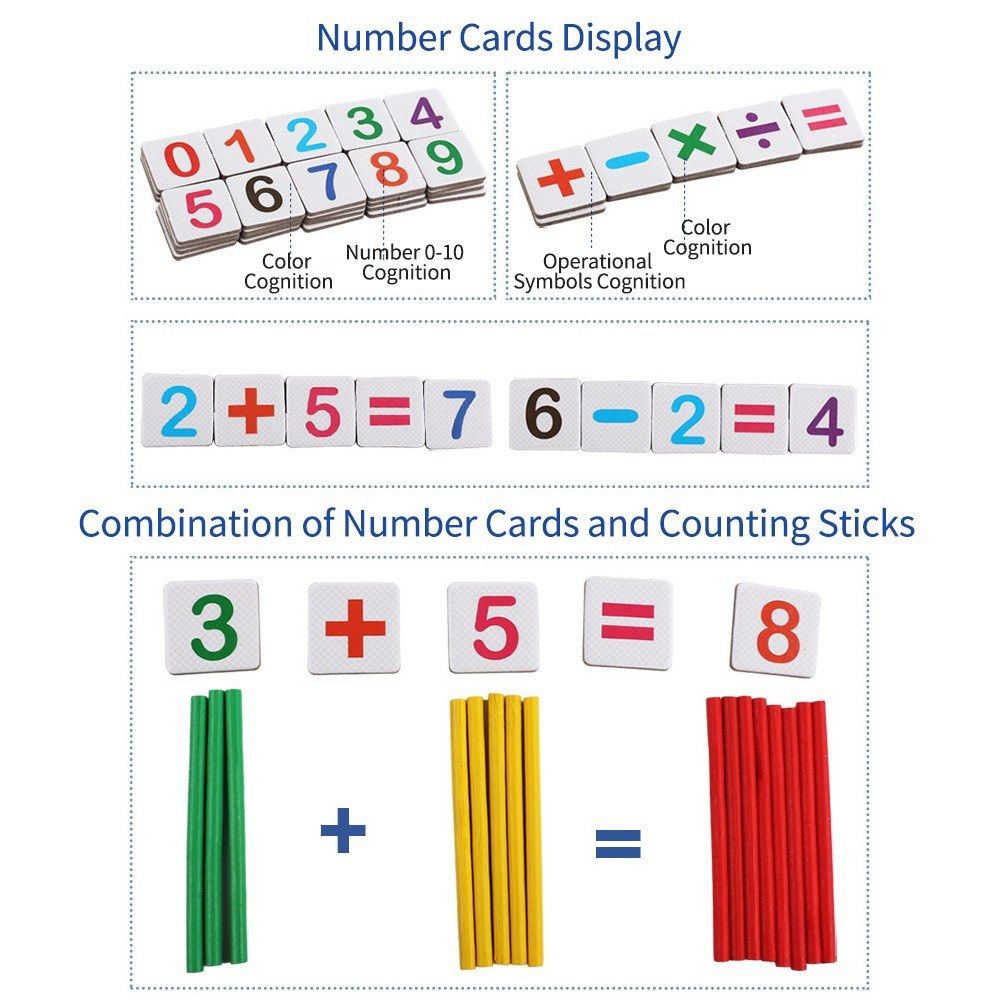 Wooden Number Matching Puzzle Arithmetic Stick Counting