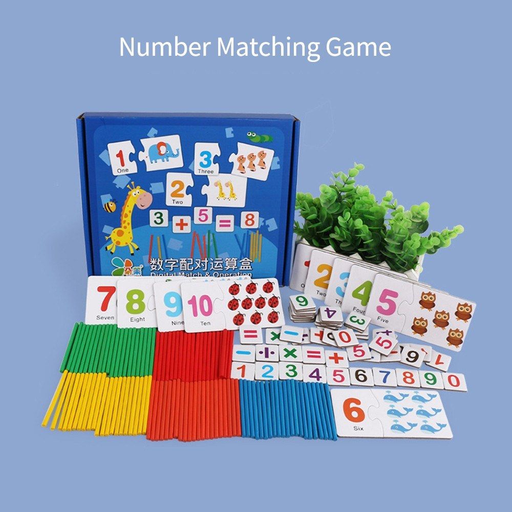 Wooden Number Matching Puzzle Arithmetic Stick Counting