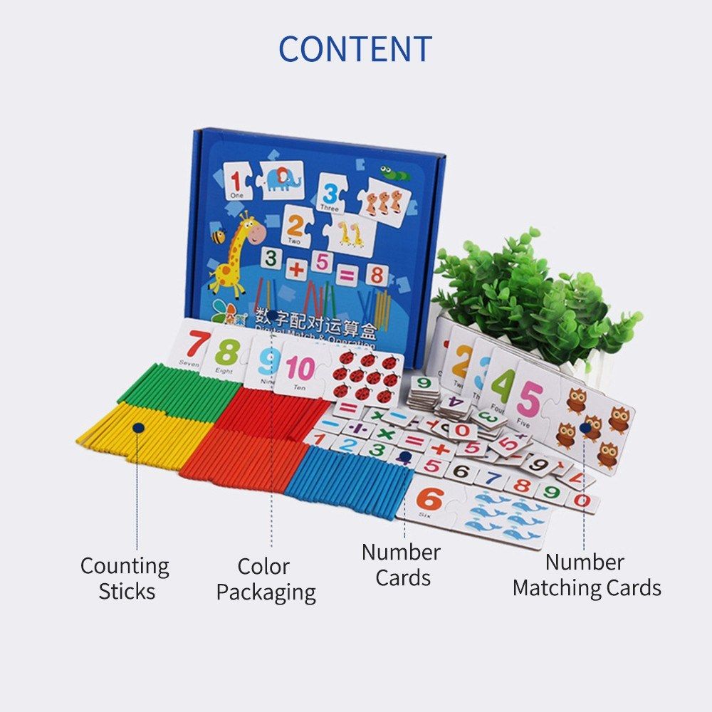 Wooden Number Matching Puzzle Arithmetic Stick Counting