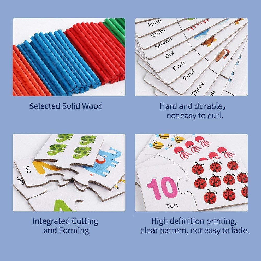Wooden Number Matching Puzzle Arithmetic Stick Counting