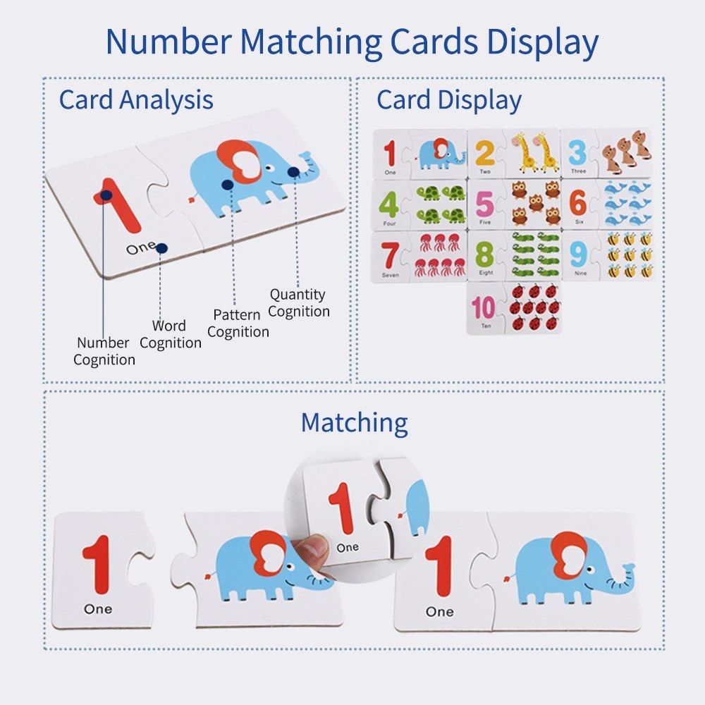 Wooden Number Matching Puzzle Arithmetic Stick Counting