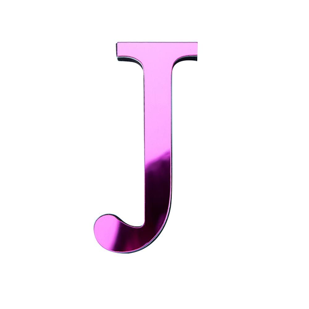 A-Z Alphabet Letter Acrylic Mirror Wall Art Sticker Decal DIY Home Decoration-Rose Red