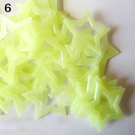 100/40Pcs 3D Glow in the Dark Stars Ceiling Wall Stickers Cute Living Home Decor-Yellow