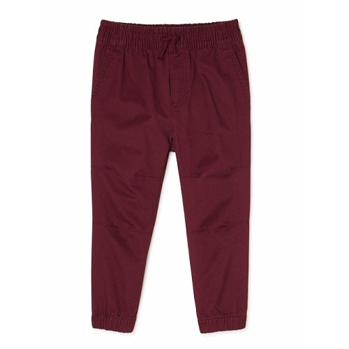 Toddler Boys Solid Woven Joggers - Burgundy