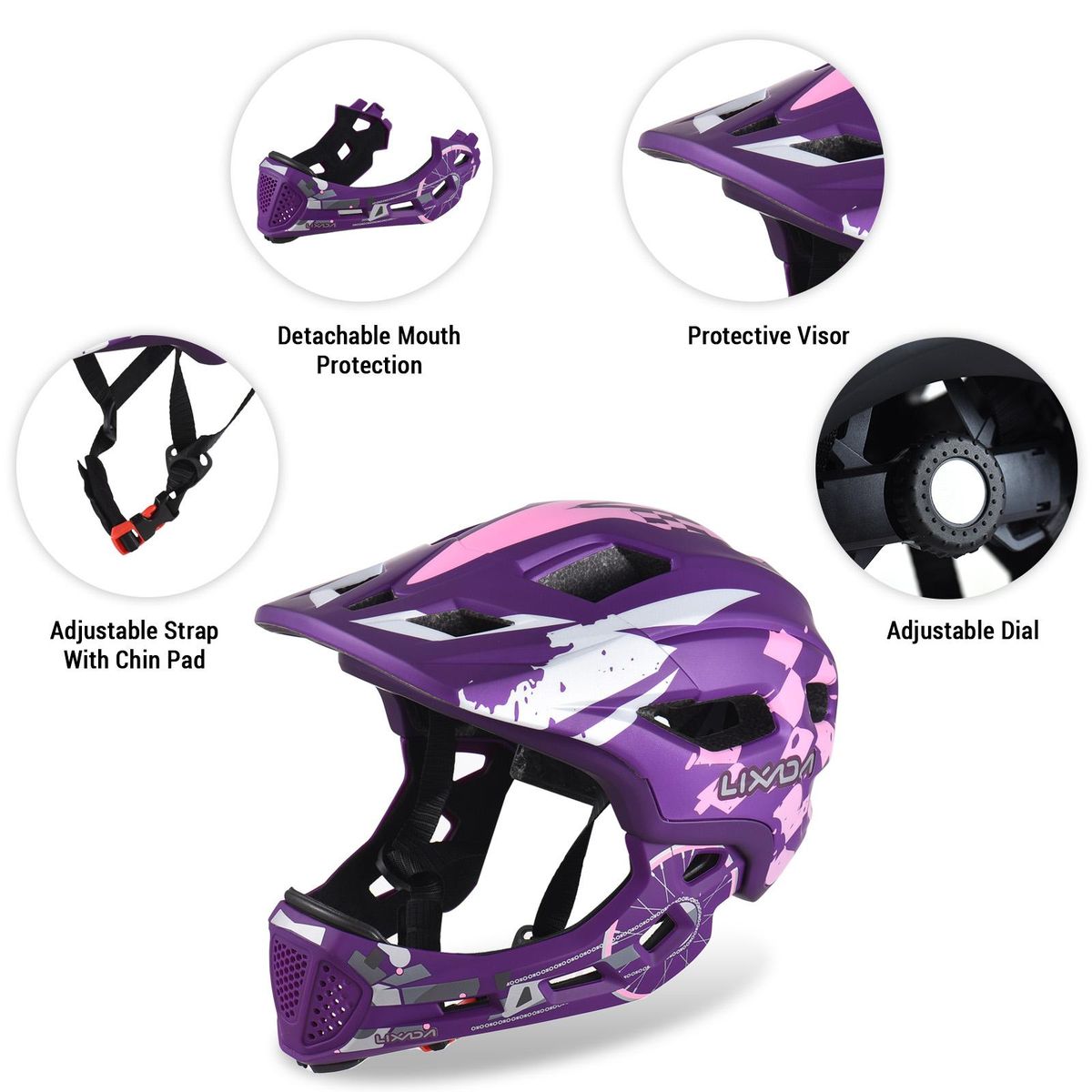 Kids Cycling Helmet Detachable Full Face Helmet Adjustable Cycling Helmet for for Children Cycling