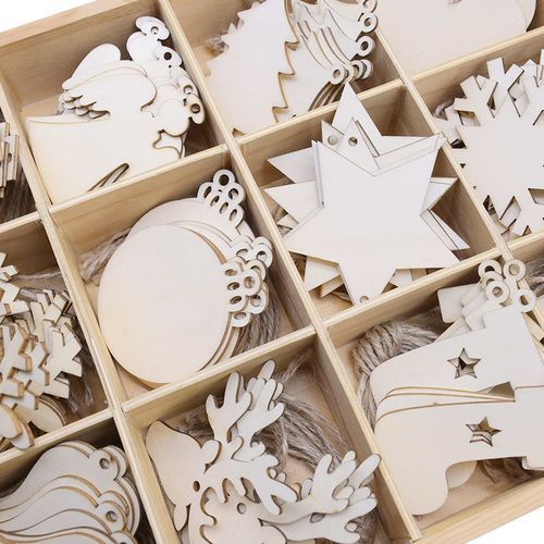10pcs Unfinished Wood Christmas Tree Ornaments With Holes