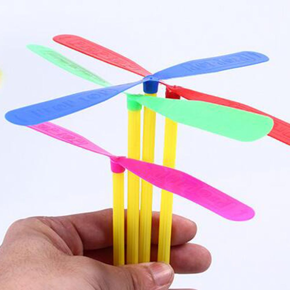 100Pcs Funny Dragonfly Shape Hand Push Flying Propeller Outdoor Sports Game Kids Summer Toys Gift For Children Party Times