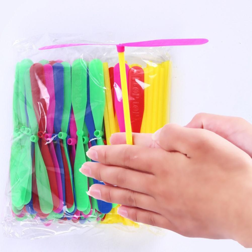 100Pcs Funny Dragonfly Shape Hand Push Flying Propeller Outdoor Sports Game Kids Summer Toys Gift For Children Party Times
