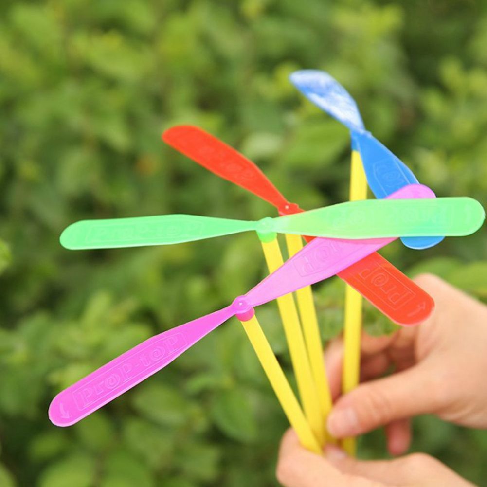 100Pcs Funny Dragonfly Shape Hand Push Flying Propeller Outdoor Sports Game Kids Summer Toys Gift For Children Party Times