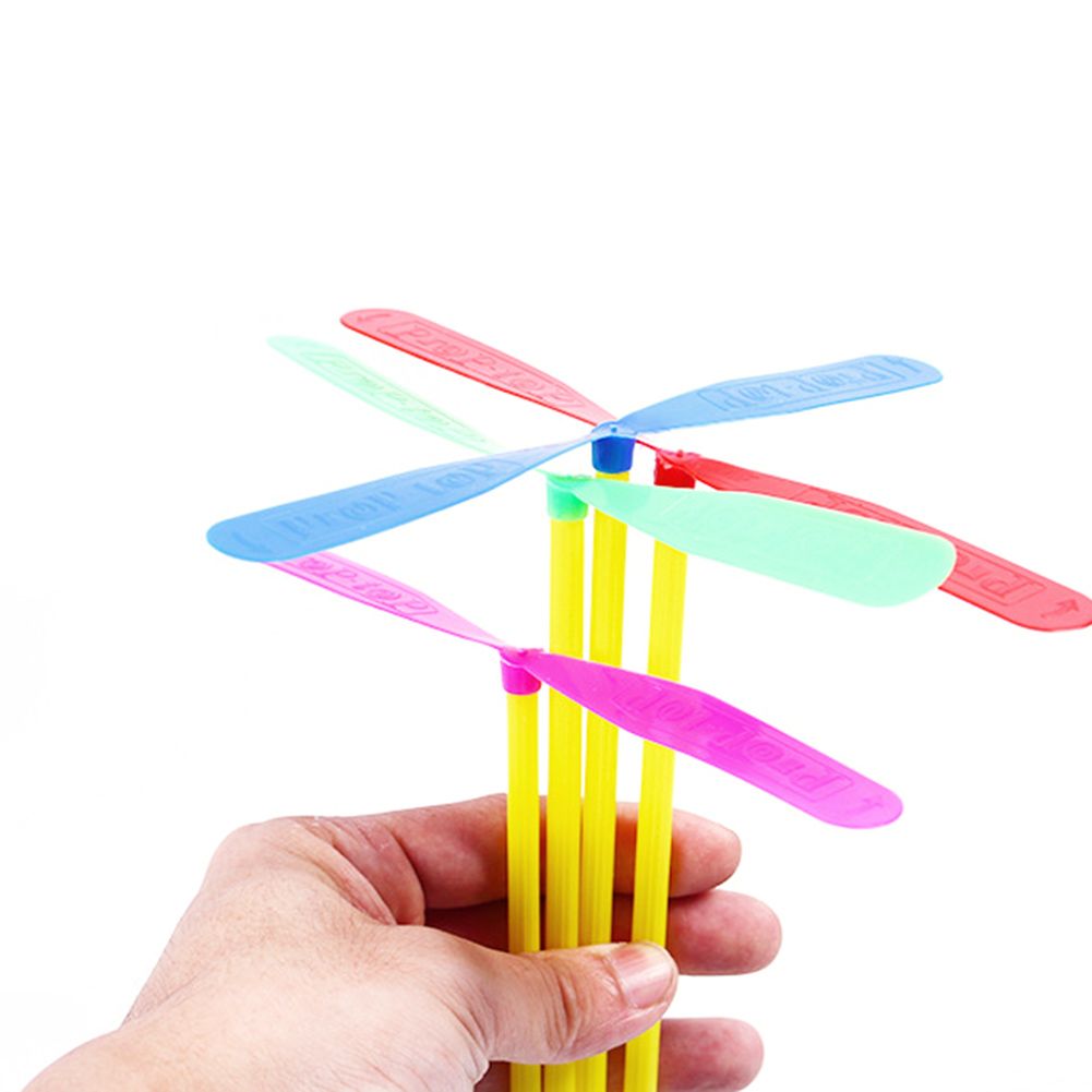 100Pcs Funny Dragonfly Shape Hand Push Flying Propeller Outdoor Sports Game Kids Summer Toys Gift For Children Party Times