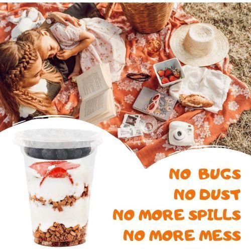 12 Oz Clear Plastic Parfait Cups With Insert 3.25oz & Flat