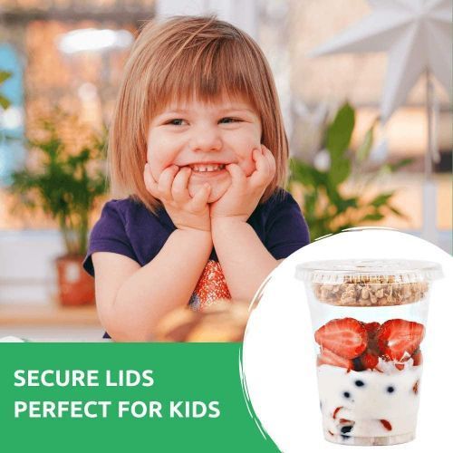 12 Oz Clear Plastic Parfait Cups With Insert 3.25oz & Flat