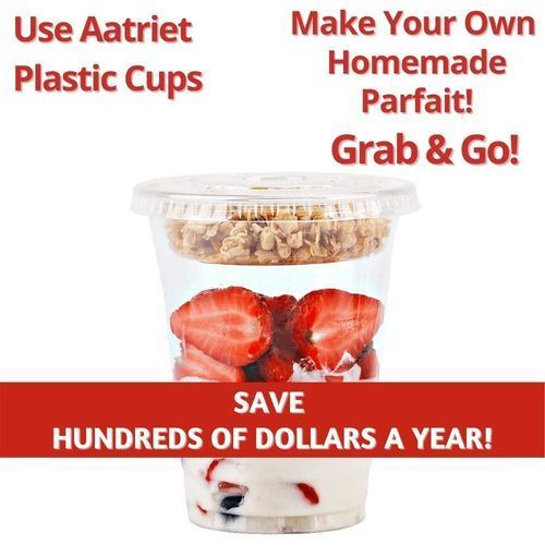 12 Oz Clear Plastic Parfait Cups With Insert 3.25oz & Flat