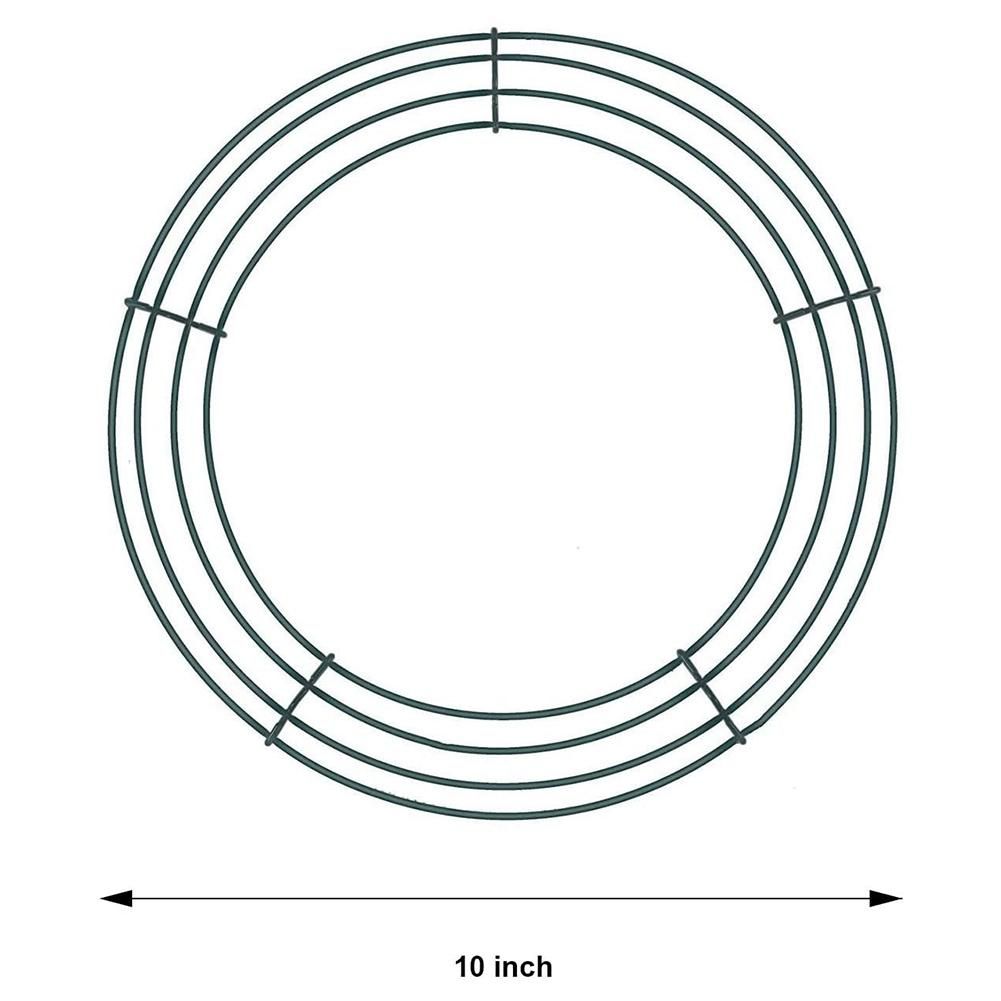 6 Pieces Dark Green Wire Wreath Rings Wire Wreath Frame for Christmas New Year Valentines Decoration (10 Inch)