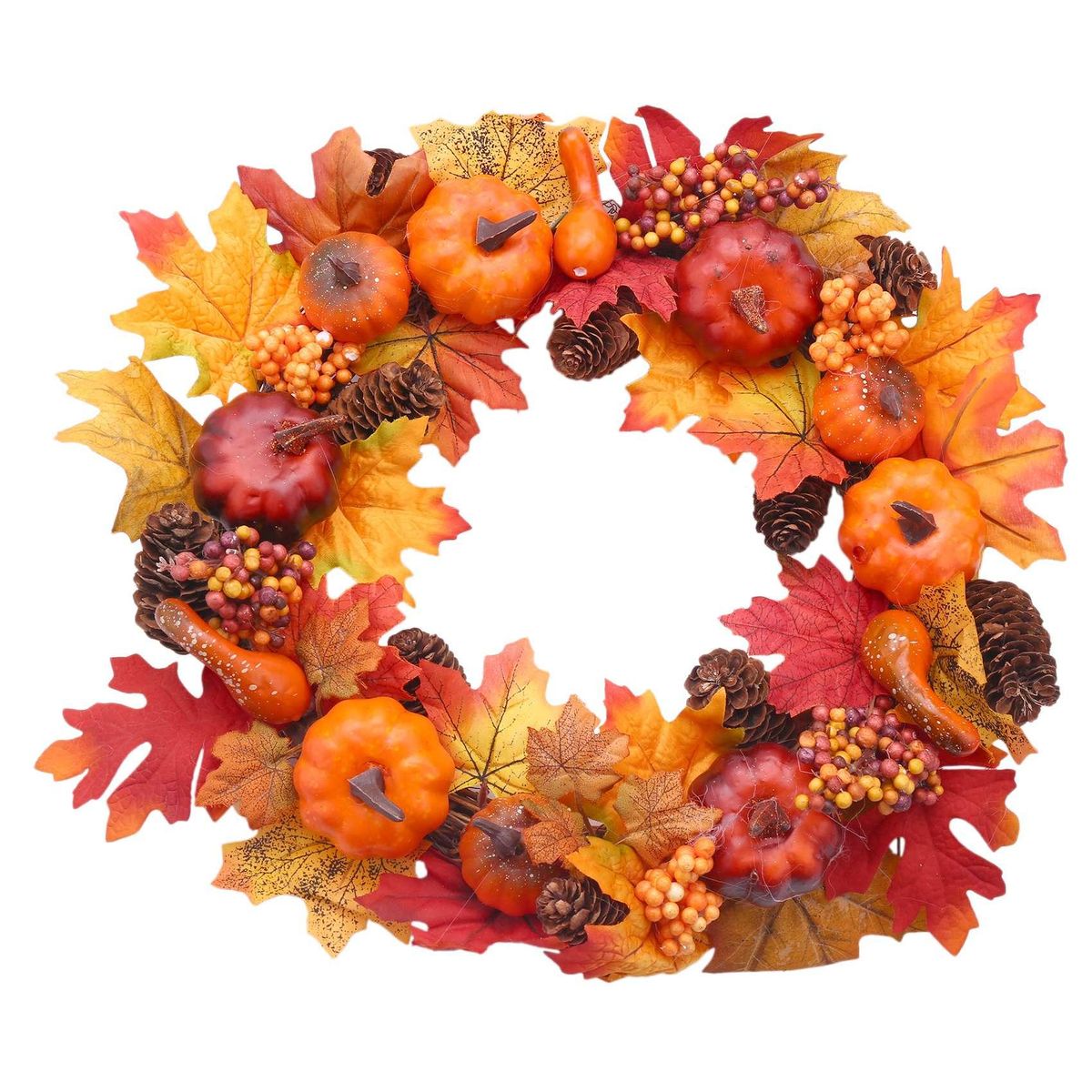 45Cm Pumpkin Wreath Front Door Display Home Decor(Without