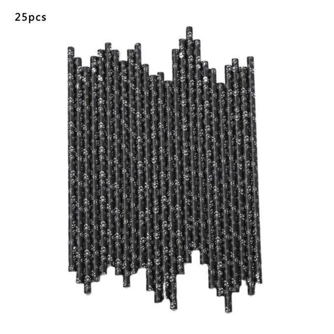 25p S De Orative Paper Straws Halloween De Oration Paper Straws Party-Black-#09