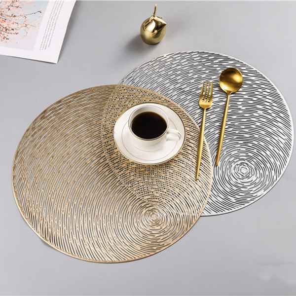6 Pcs PVC Placemats Cutout Round Non Slip Dining Table Mats