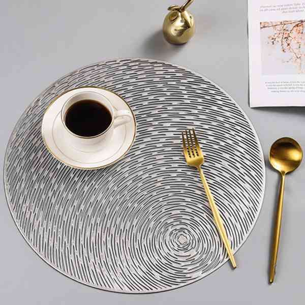 6 Pcs PVC Placemats Cutout Round Non Slip Dining Table Mats