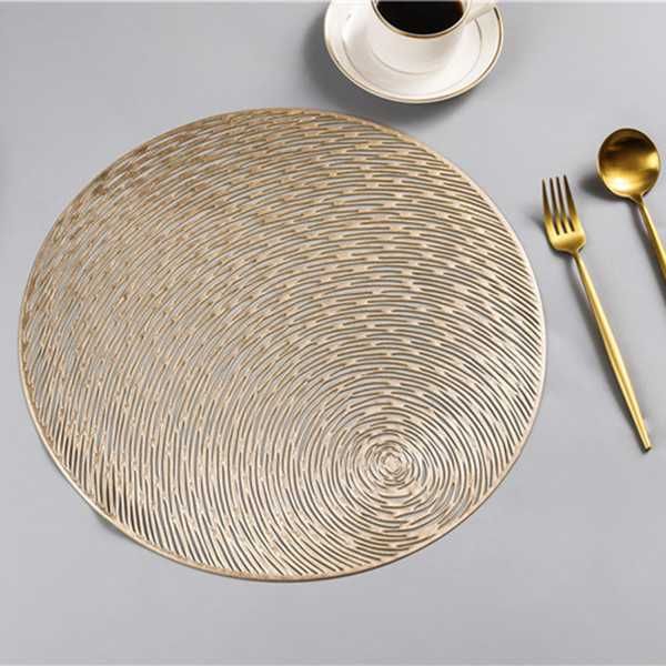 6 Pcs PVC Placemats Cutout Round Non Slip Dining Table Mats