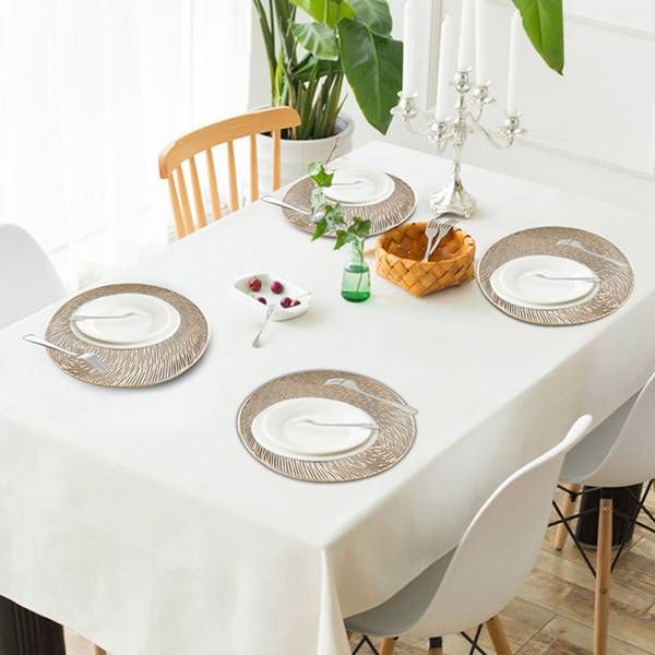 6 Pcs PVC Placemats Cutout Round Non Slip Dining Table Mats