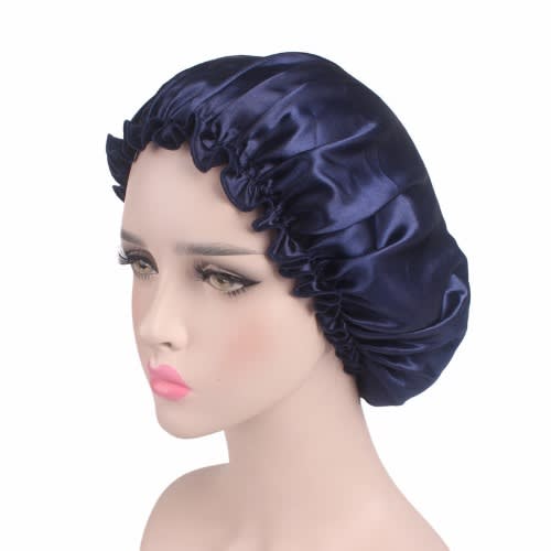 Satin Hair Bonnet For Sleeping - Navy