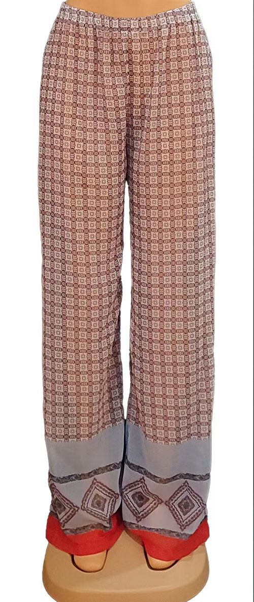 {MijaGrace}Women's Chiffon Printed PLUS-SIZE/FREE SIZE Dress And Pants, 2 Piece Set - GREEN