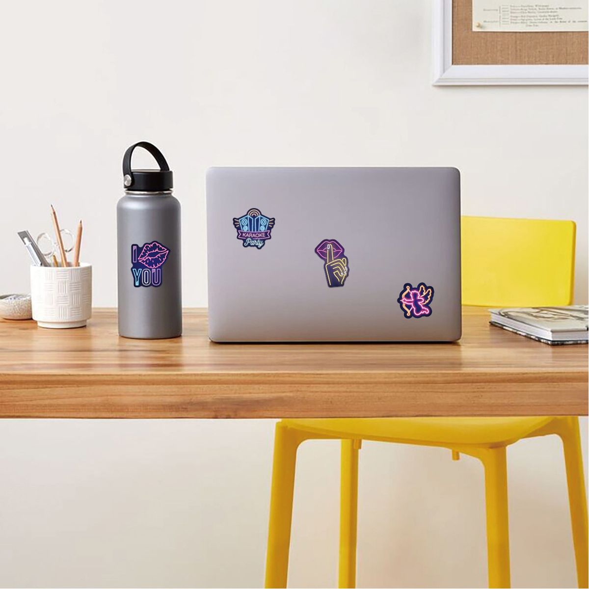 50PcsSet Laptop Stickers Neon Decals Decorative Water A