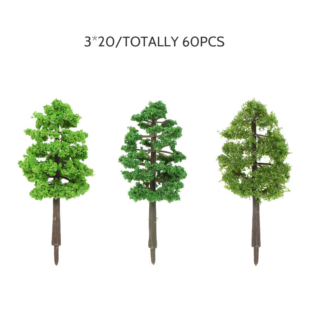 60pcs Mini Plastic Green Trees Scale Architectural Models